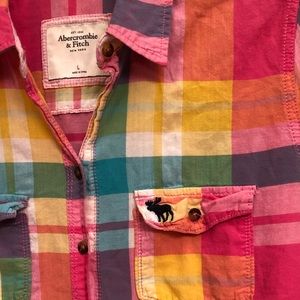 Bright Abercrombie & Fitch Rainbow Button Down